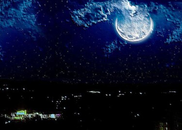Digitale Kunst mit dem Titel "Mondnacht" von Emivita, Original-Kunstwerk, 2D digitale Arbeit