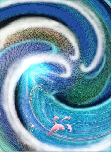 Digitale Kunst mit dem Titel "Delfine" von Emivita, Original-Kunstwerk, Digitale Malerei