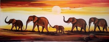 Painting titled "Walking in the Suns…" by Ema Kato, Original Artwork, Acrylic