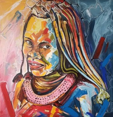 Painting titled "Woman from the Himba" by Ema Kato, Original Artwork, Acrylic