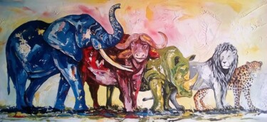Painting titled "The Big Five" by Ema Kato, Original Artwork, Acrylic
