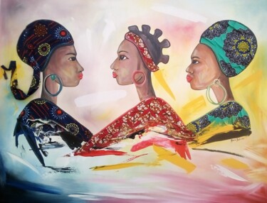 Painting titled "Women from West Afr…" by Ema Kato, Original Artwork, Acrylic