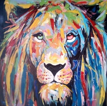 Картина под названием "Face of lion king" - Ema Kato, Подлинное произведение искусства, Акрил