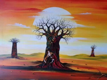 Painting titled "Sunset" by Ema Kato, Original Artwork, Acrylic