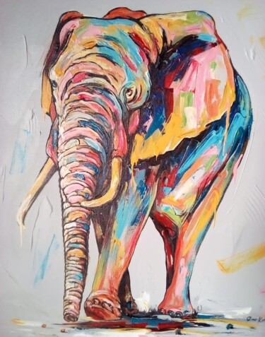 Ζωγραφική με τίτλο "Savanna elephant" από Ema Kato, Αυθεντικά έργα τέχνης, Ακρυλικό