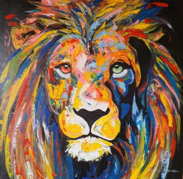 Painting titled "Lion king's strong…" by Ema Kato, Original Artwork, Acrylic