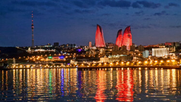 Photography titled "Baku by night, view…" by Emaga Travels By Emaga Art, Original Artwork, Digital Photography