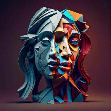 Digitale Kunst getiteld "Bipolar disorder" door Emaga Travels By Emaga Art, Origineel Kunstwerk, AI gegenereerde afbeelding