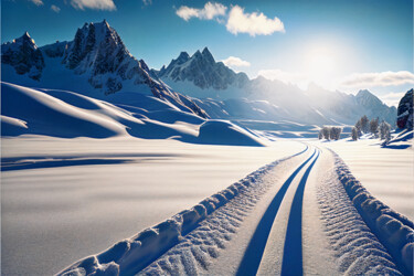 Цифровое искусство под названием "Winter mountains, s…" - Emaga Travels ✈️ By Emaga.Art 🎨, Подлинное произведение искусства,…