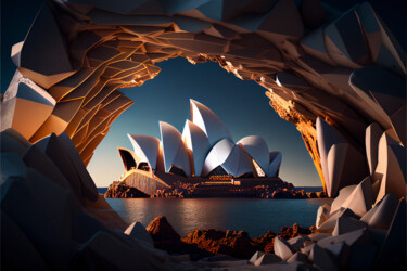 Digital Arts titled "Sydney Opera House.…" by Emaga Travels By Emaga Art, Original Artwork, AI generated image