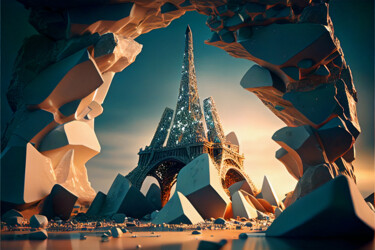 Digitale Kunst mit dem Titel "Eiffel tower... roc…" von Emaga Travels By Emaga Art, Original-Kunstwerk, KI-generiertes Bild
