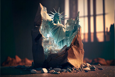 Digitale Kunst mit dem Titel "Statue of Liberty..…" von Emaga Travels By Emaga Art, Original-Kunstwerk, KI-generiertes Bild