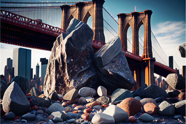 Digital Arts titled "Brooklyn Bridge...…" by Emaga Travels By Emaga Art, Original Artwork, AI generated image