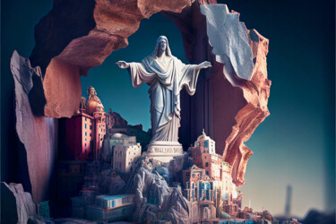 Digitale Kunst mit dem Titel "Christ the Redeemer…" von Emaga Travels By Emaga Art, Original-Kunstwerk, KI-generiertes Bild