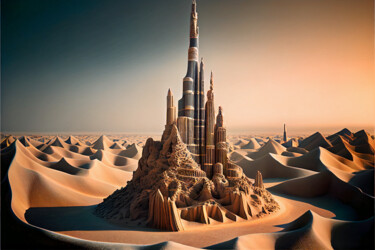 Digitale Kunst mit dem Titel "Burj Khalifa... san…" von Emaga Travels By Emaga Art, Original-Kunstwerk, KI-generiertes Bild