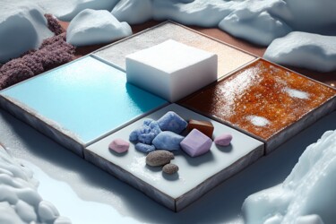 Digital Arts titled "Salt plates and pan…" by Emaga Travels By Emaga Art, Original Artwork, AI generated image