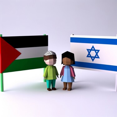 Digital Arts titled "Israeli and Palesti…" by Emaga Travels By Emaga Art, Original Artwork, AI generated image