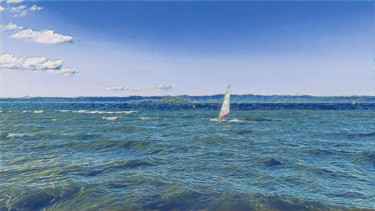 Fotografia zatytułowany „Lake landscape and…” autorstwa Emanuele De Vincenzo, Oryginalna praca, Fotografia cyfrowa