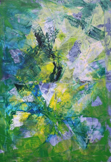 Painting titled "VERDE ESPERANÇA" by Emanuel Aguiar, Original Artwork, Acrylic