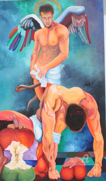 Peinture intitulée "AMOR NÃO ESCOLHE SEX" par Emanuel Aguiar, Œuvre d'art originale, Huile