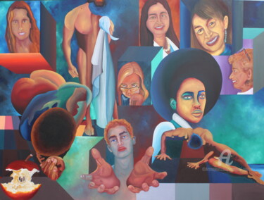 Painting titled "título amigos do fa…" by Emanuel Aguiar, Original Artwork, Oil