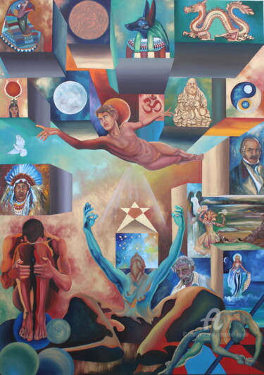 Painting titled "SÓ HÁ UM DEUS" by Emanuel Aguiar, Original Artwork, Oil