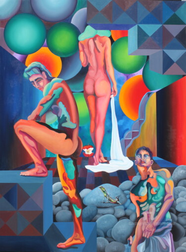 Peinture intitulée "PAIXÃO E SOFRIMENTO" par Emanuel Aguiar, Œuvre d'art originale, Acrylique