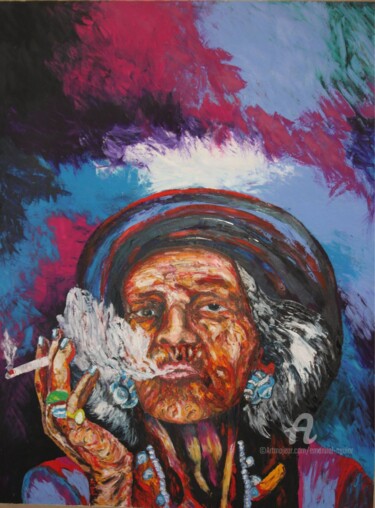 Painting titled "FUMADORA" by Emanuel Aguiar, Original Artwork
