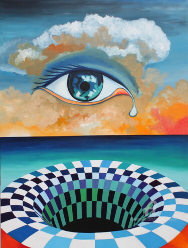 Peinture intitulée "Que a lágrima caia…" par Emanuel Aguiar, Œuvre d'art originale, Huile