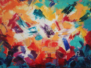 Painting titled "AS PALAVRAS FIZERAM…" by Emanuel Aguiar, Original Artwork, Acrylic