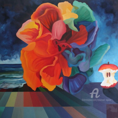 Painting titled "LUMINESCÊNCIA" by Emanuel Aguiar, Original Artwork, Oil Mounted on Wood Stretcher frame