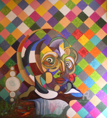 Pintura titulada "DEUSA DAS ÁGUAS" por Emanuel Aguiar, Obra de arte original, Oleo