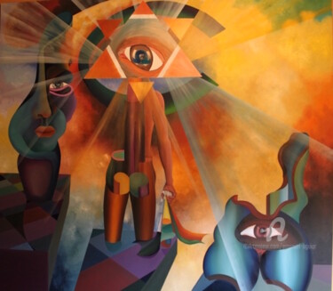 Schilderij getiteld "VIVER NA LUZ" door Emanuel Aguiar, Origineel Kunstwerk, Olie