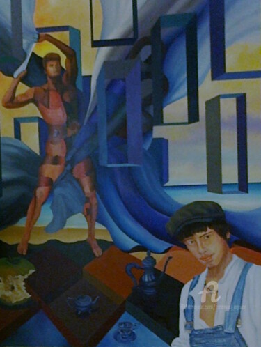 Painting titled "JOVEM" by Emanuel Aguiar, Original Artwork, Oil