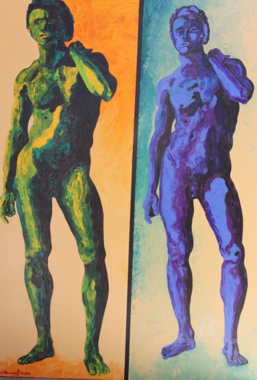 Pintura intitulada "HOMENS DE COR" por Emanuel Aguiar, Obras de arte originais