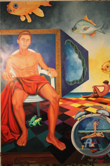 Pintura intitulada "SENTADO" por Emanuel Aguiar, Obras de arte originais