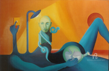 Painting titled "MULHER GRAVIDA" by Emanuel Aguiar, Original Artwork