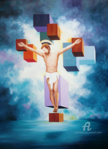 Painting titled "CRISTO" by Emanuel Aguiar, Original Artwork