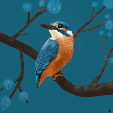 Martin il pescatore Arte digitale intitolato "Martin il pescatore" da Emanuela Alberino, Opera d'arte originale, Pittura digitale