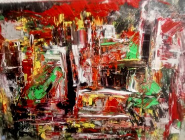 Painting titled "Cidade" by Emanuel Bruno Andrade, Original Artwork, Acrylic