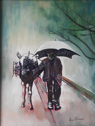 Peinture intitulée "L'asino e il contad…" par Emanuele Bianco, Œuvre d'art originale, Acrylique