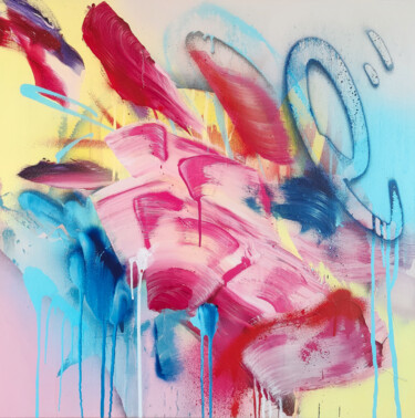 Malarstwo zatytułowany „Pinkish” autorstwa Emanuele Vittorioso, Oryginalna praca, Akryl Zamontowany na Drewniana rama noszy