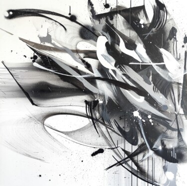 Painting titled "Blackened 05" by Emanuele Vittorioso, Original Artwork, Spray paint Mounted on Aluminium