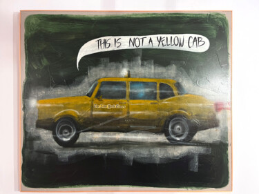 Painting titled "Not a Yellow Cab" by Emanuel Perico, Original Artwork, Acrylic Mounted on Wood Stretcher frame