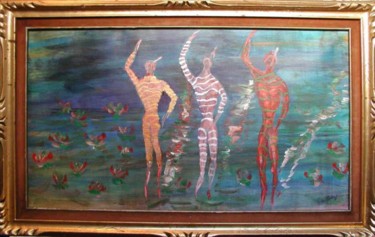 Painting titled "Les Trois Grâces au…" by Emanuel Rodan, Original Artwork