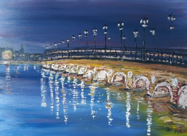 Painting titled "pont de pierre bord…" by Oeilme, Original Artwork, Oil