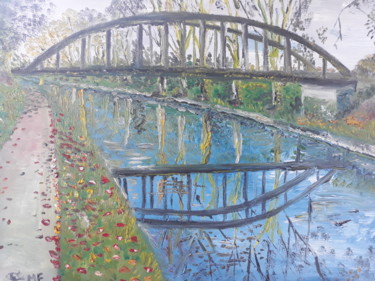 Schilderij getiteld "canal" door Oeilme, Origineel Kunstwerk, Olie