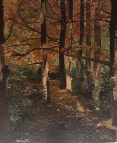 Peinture intitulée "La FORET de Brionne" par Oeilme, Œuvre d'art originale, Huile