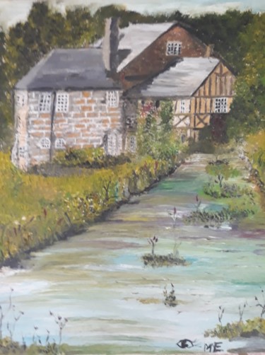 Peinture intitulée "Maison normande" par Oeilme, Œuvre d'art originale, Huile