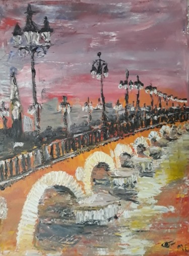 Schilderij getiteld "pont" door Oeilme, Origineel Kunstwerk, Olie